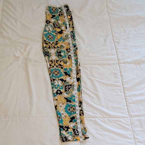 Serena Williams Signature Series Stylish Gold Teal Navy White Design Leggings. S - Picture 4 of 5